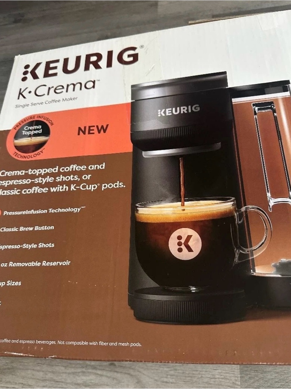 Keurig K-Crema Single Serve Coffee Maker - Black and Brown